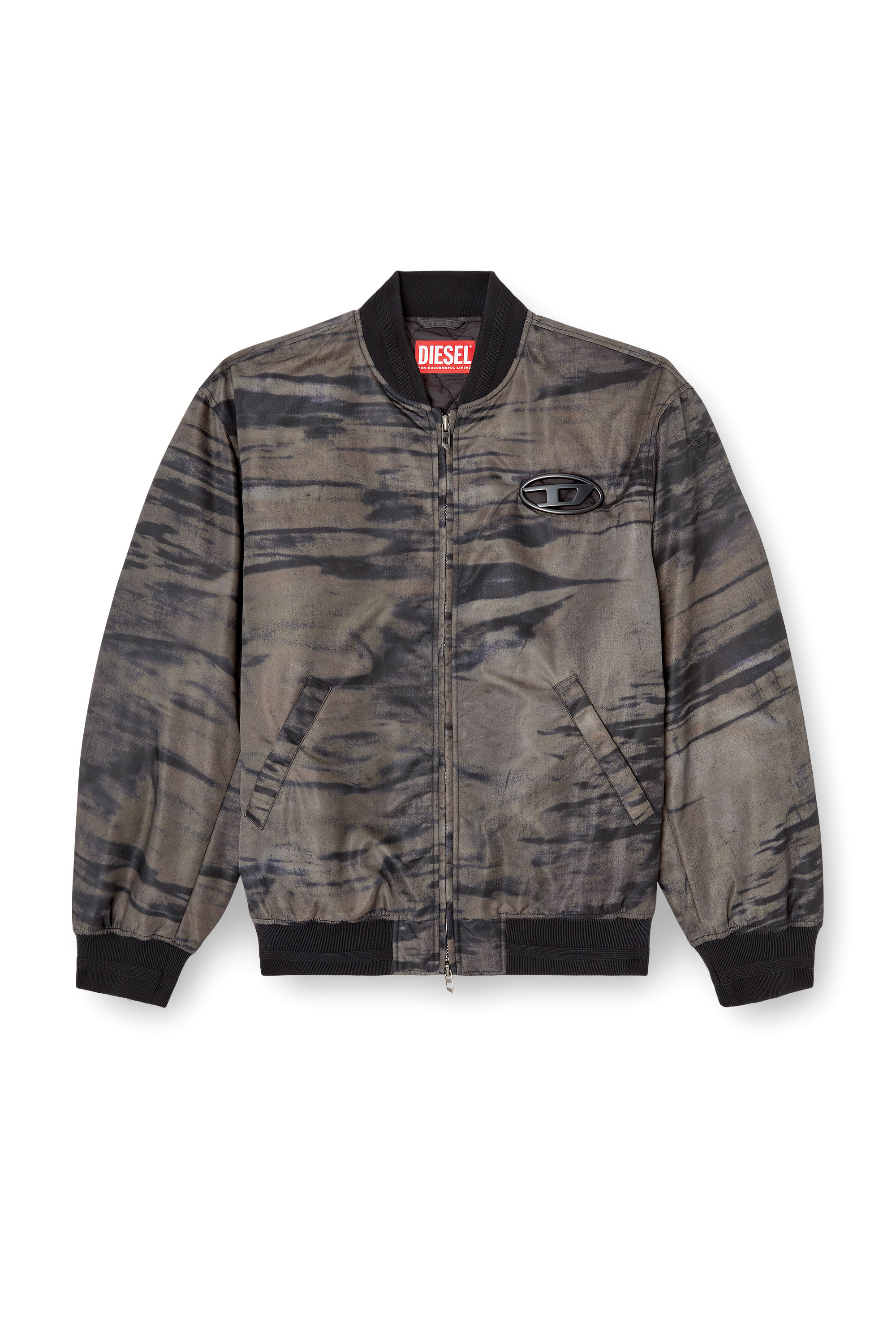 Diesel - J-KEPES-DLBZ, Chaqueta bomber acolchada en satén estampado Hombre in Multicolor - 3