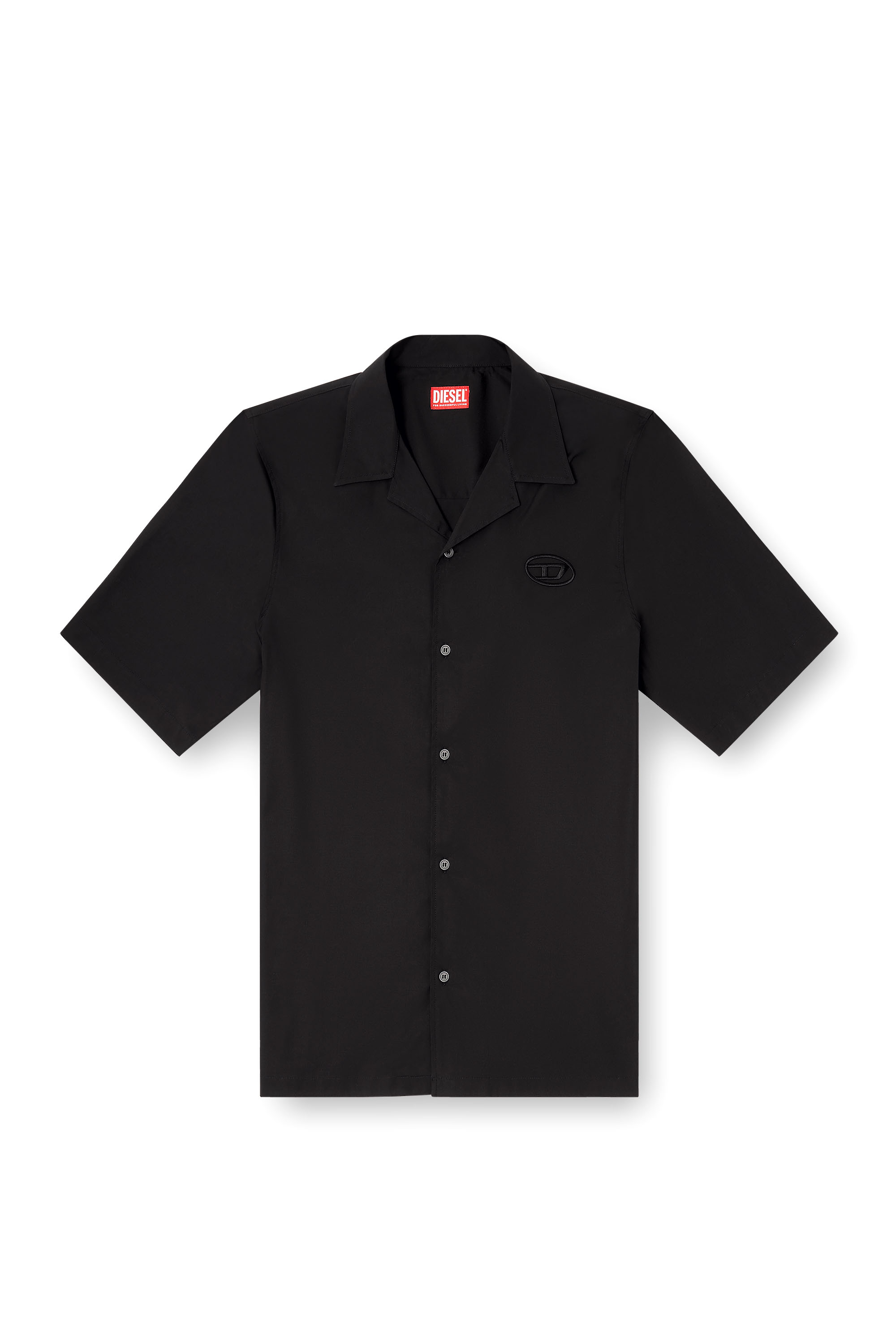 Diesel - S-MAC-GSBH, Camisa de popelina el&aacute;stica con bordado Oval D Hombre in Negro - 3