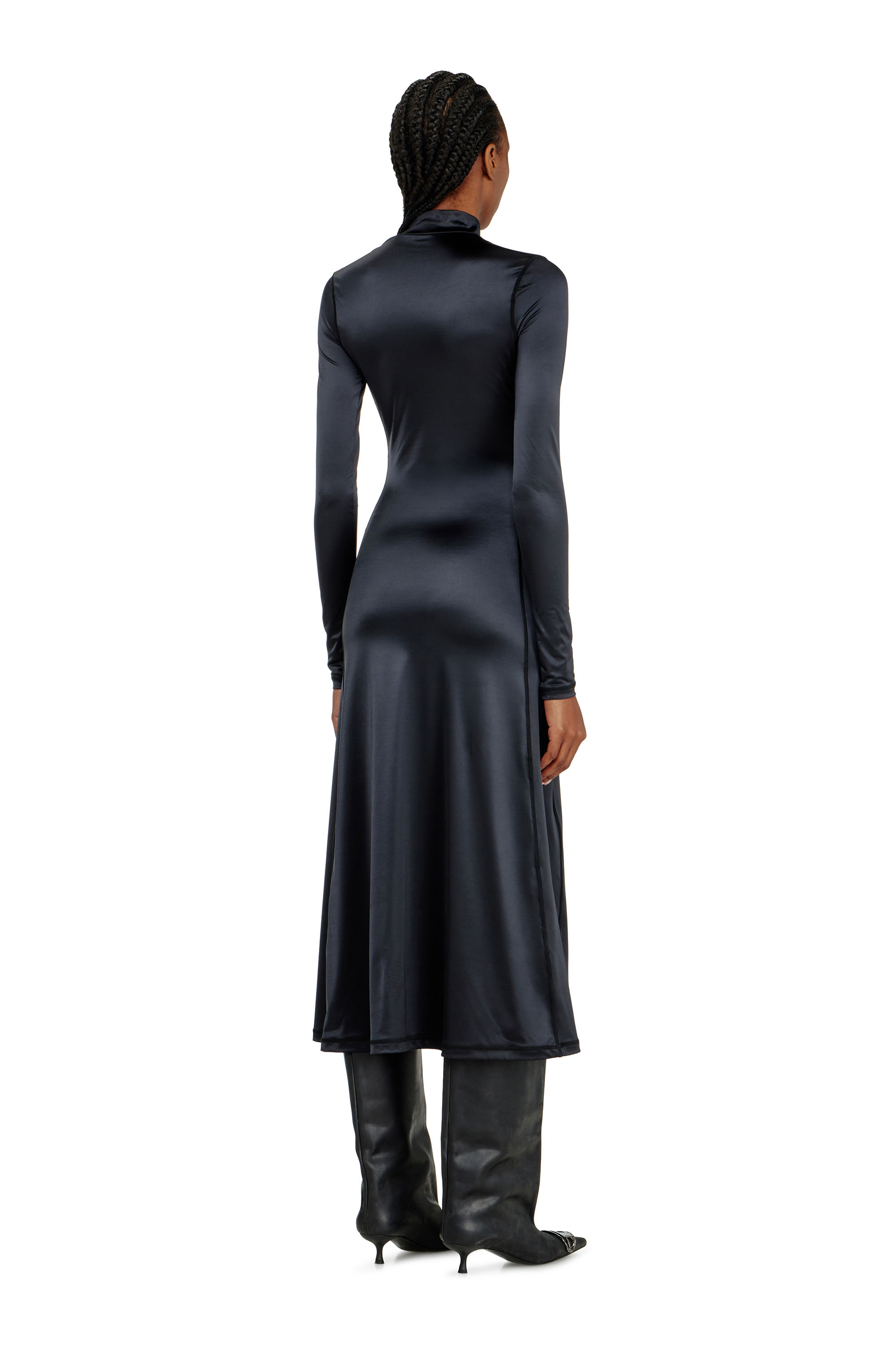 Diesel - D-UNGO, Vestido midi fluido con cuello alto Mujer in Negro - 4