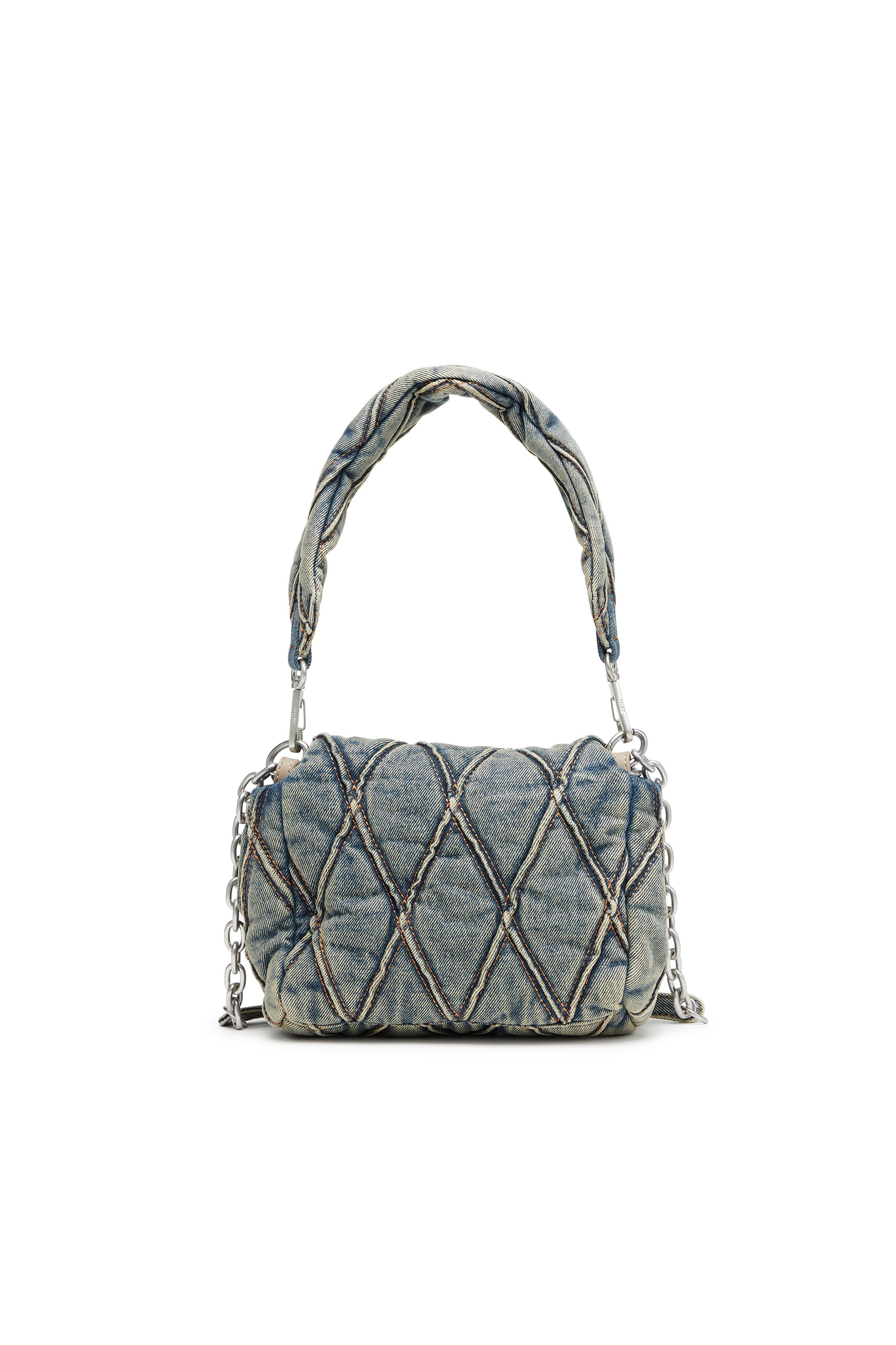 Diesel - CHARM-D SHOULDER S, Charm-D S-Bolso de mano pequeño de denim acolchado Mujer in Azul marino - 2