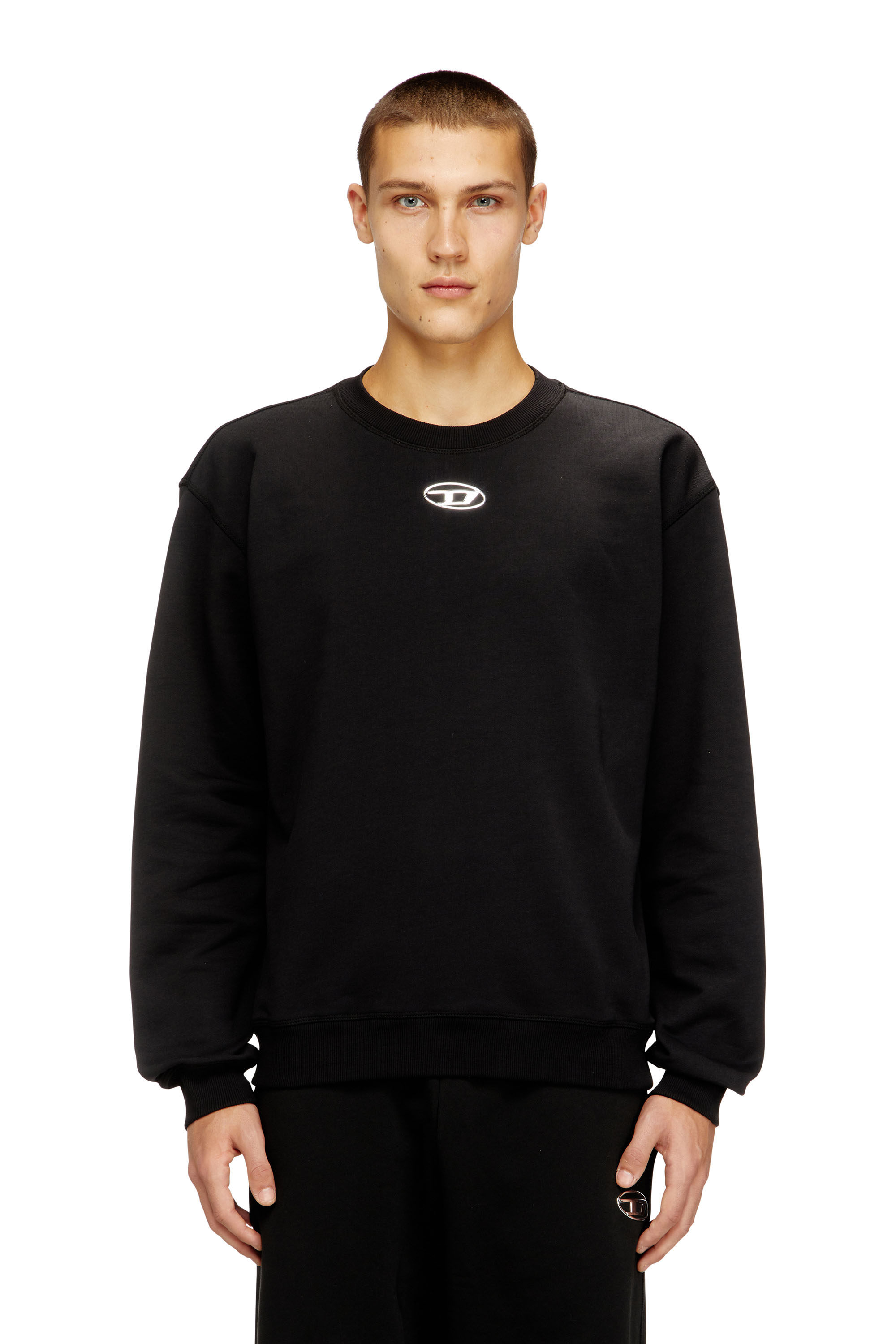 Diesel - S-NORM-IOD, Suéter regular con Oval D metálico Hombre in Negro - 1