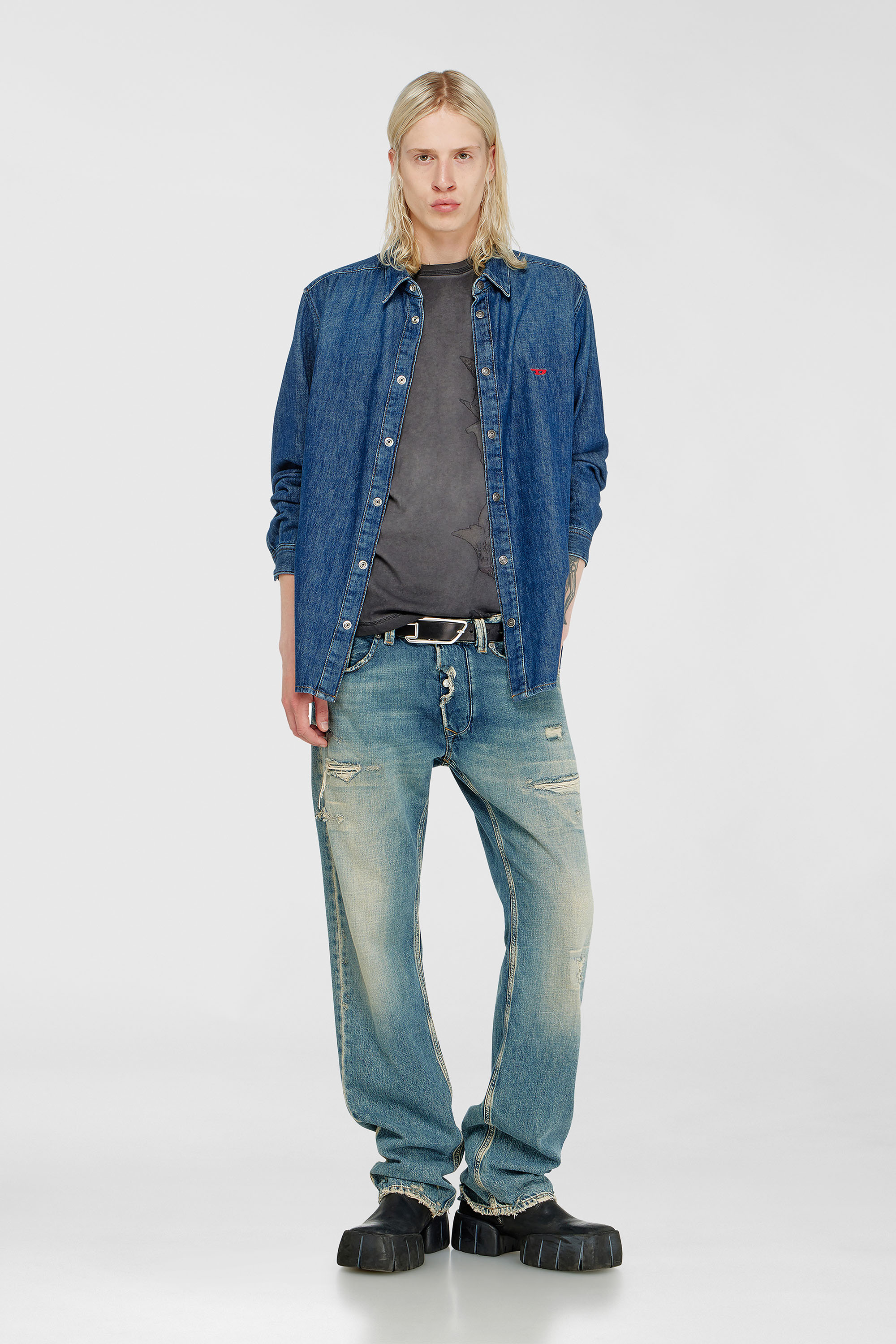 Diesel - T-RAWBISCO, Top sin mangas con gr&aacute;ficos en relieve Hombre in Gris - 2