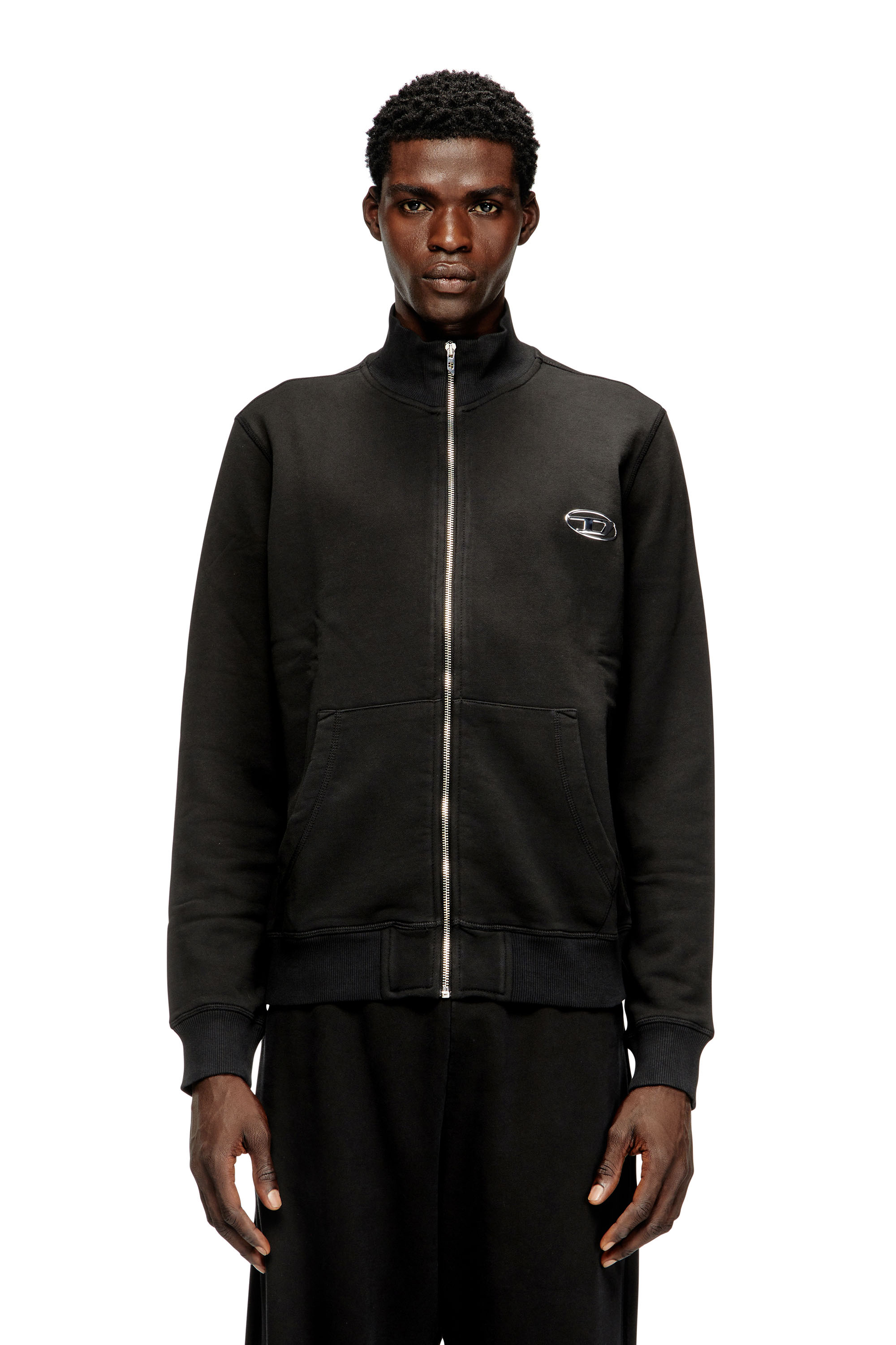 Diesel - S-GINN-ZIP-IOD, Sudadera con cuello simulado y Oval D metálico Hombre in Negro - 3