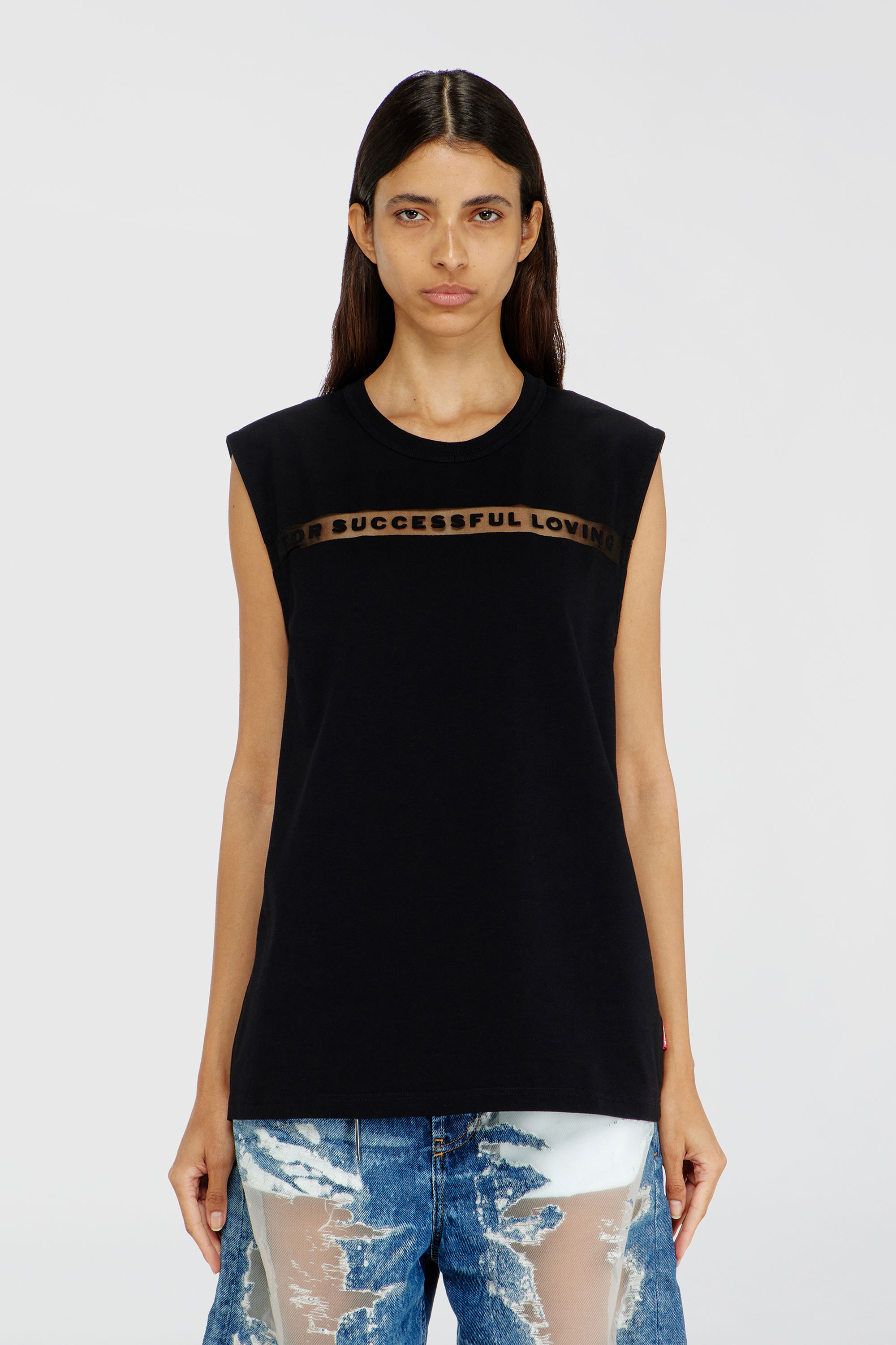 Diesel - PR-T-NORM-BISC-MATI-R, Camiseta de tirantes con logo For Successful Loving Unisex in Negro - 1