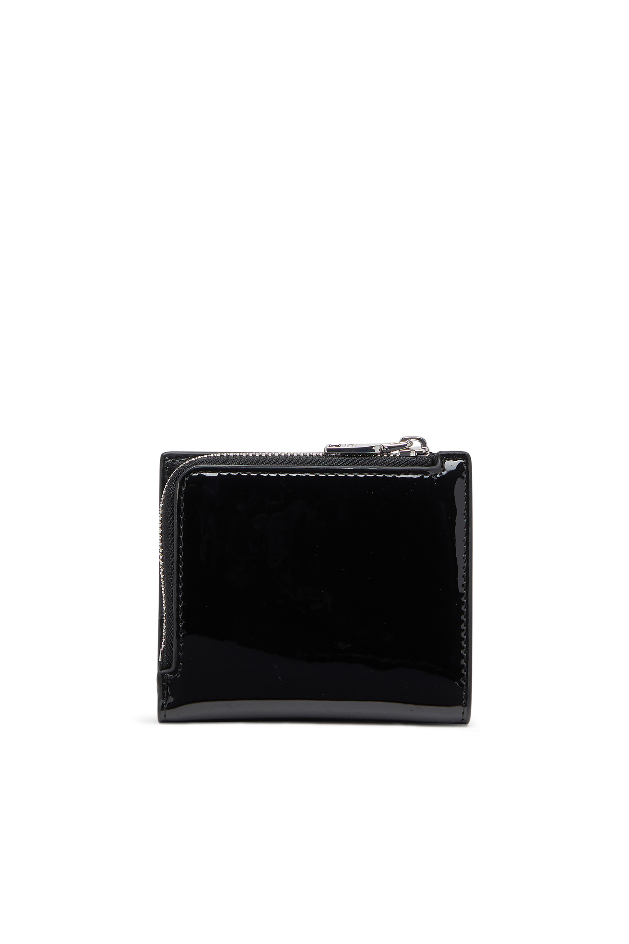 Diesel - PLAY BI FOLD ZIP L, Cartera que se pliega por la mitad de poliuretano brillante Mujer in Negro - 2