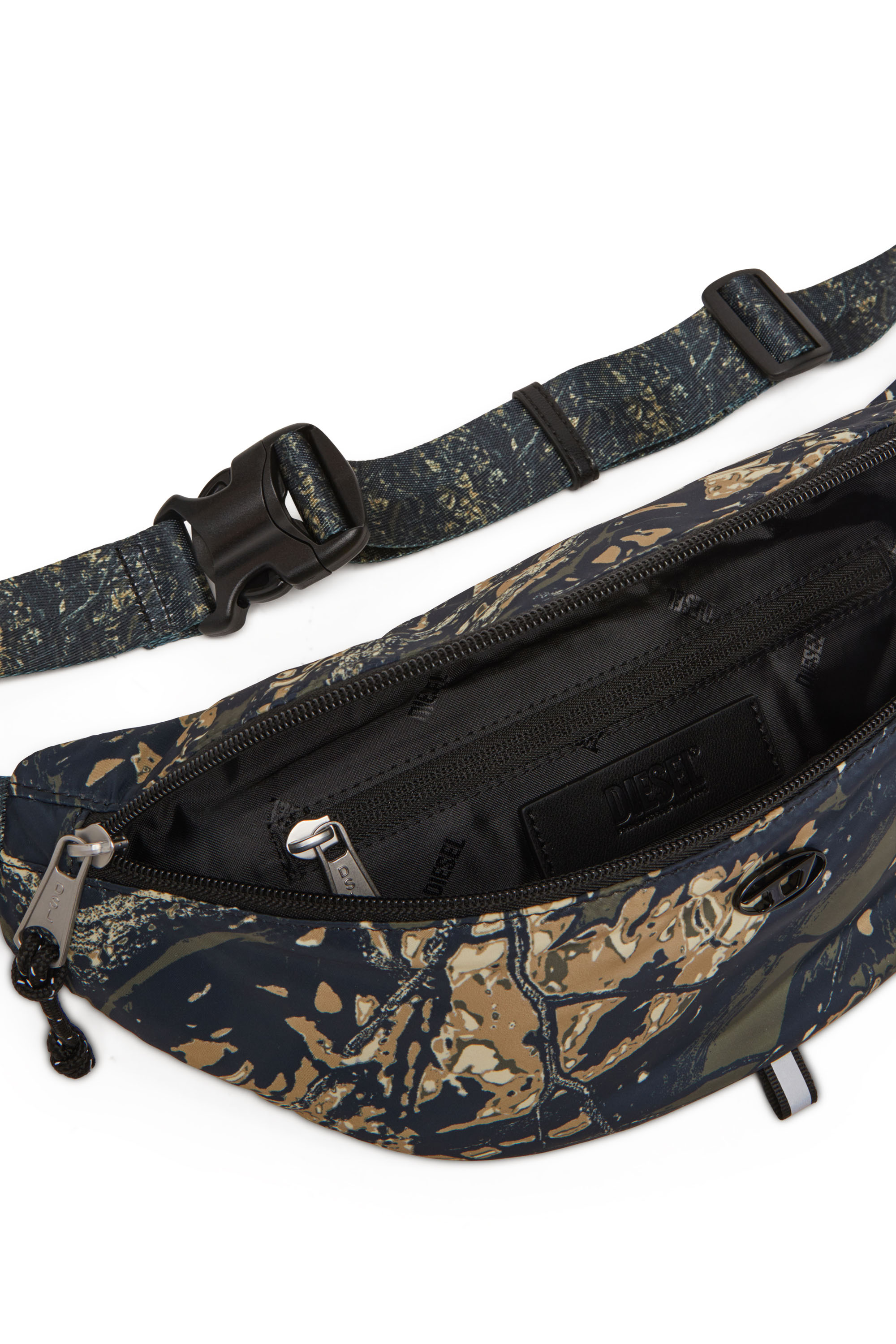 Diesel - D-PACK BELTBAG X, D-Pack-Riñonera de tejido con estampado de camuflaje Hombre in Verde - 4