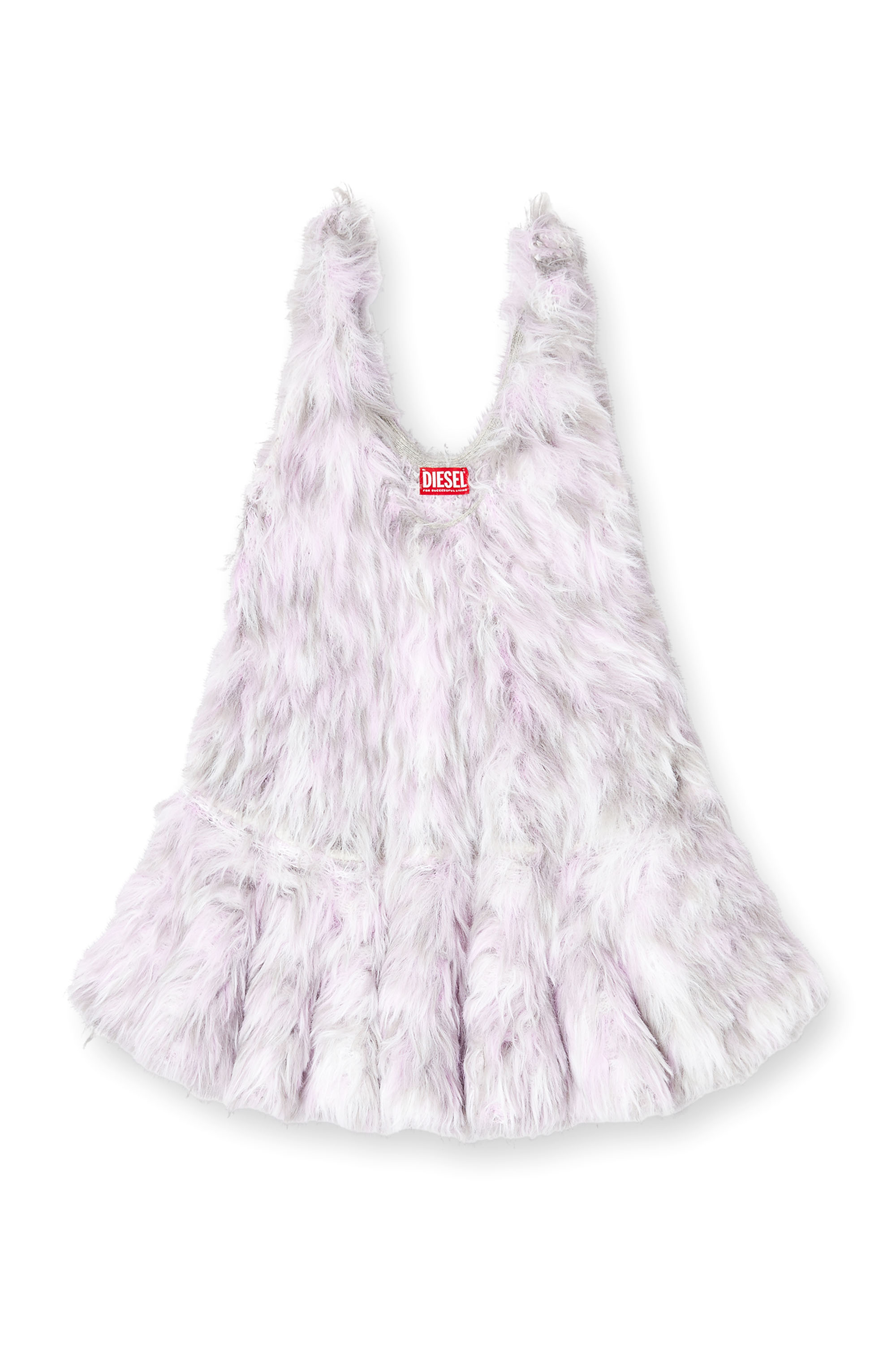 Diesel - M-ASTRID, Mini vestido en tejido de punto jacquard peludo Mujer in Blanco - 3