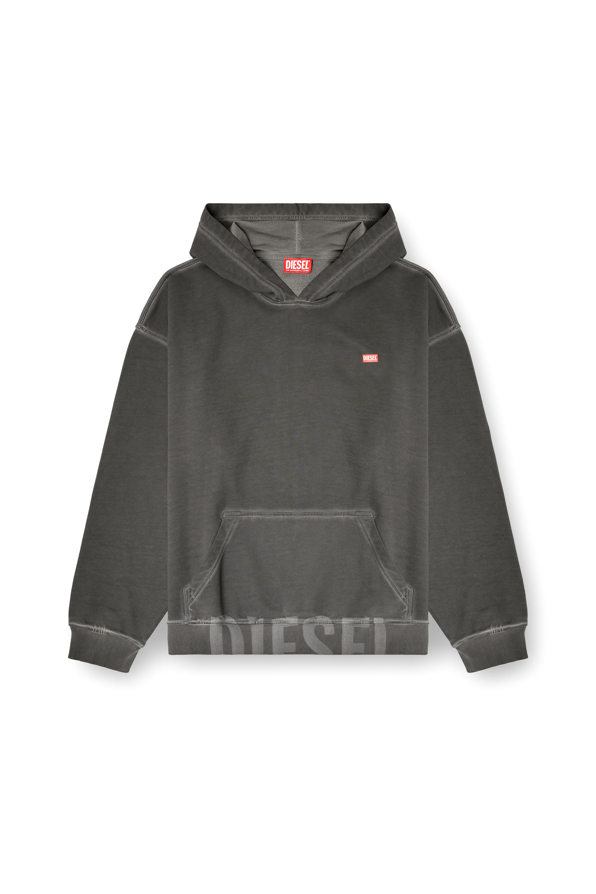 Diesel - S-BOXT-HOOD-T4, Sudadera con capucha de algodón con bolsillo tipo canguro Hombre in Gris - 3