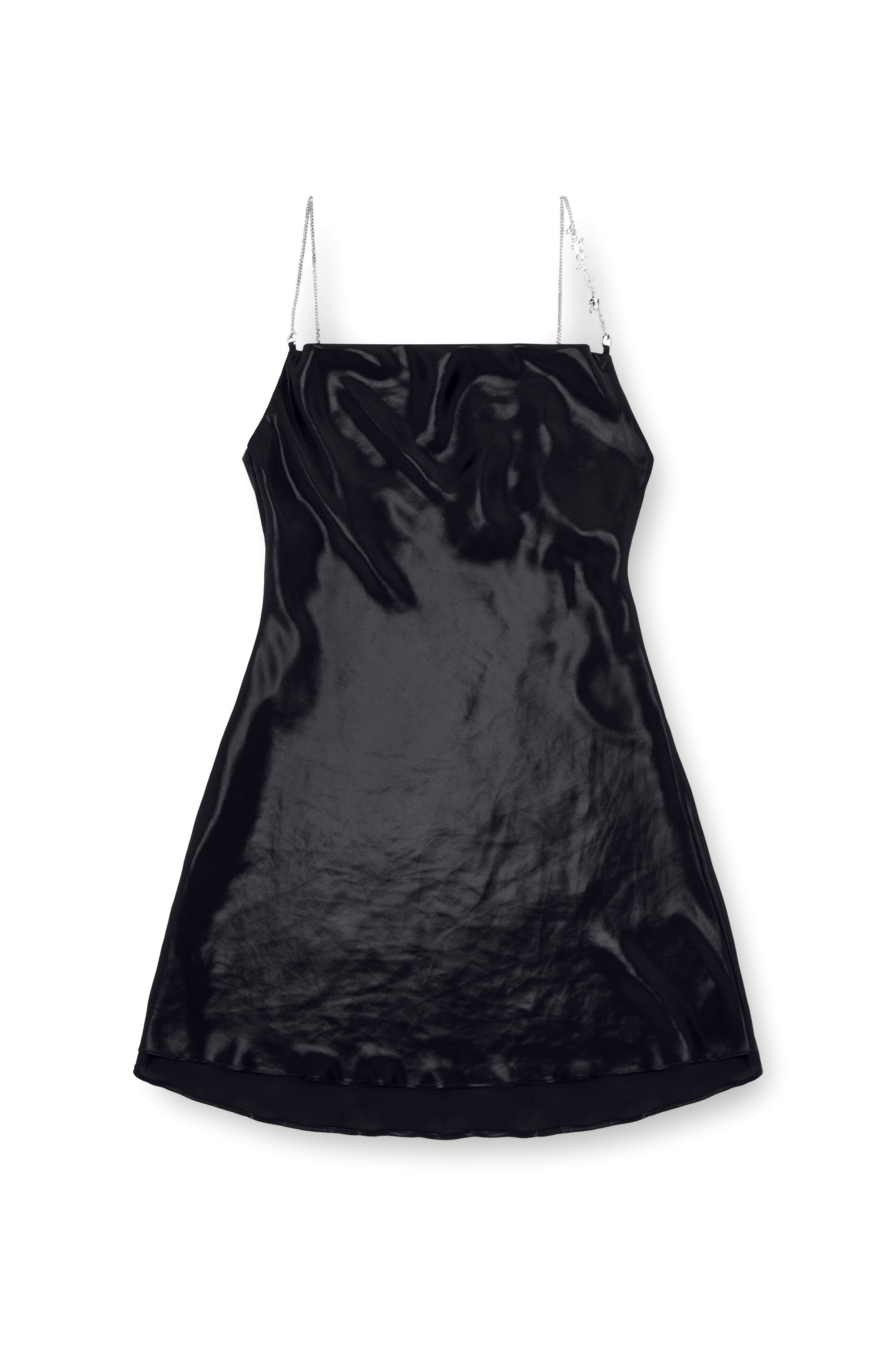 Diesel - D-MINTY, Mujer Vestido corto metálico con escote desbocado in Negro - Image 2