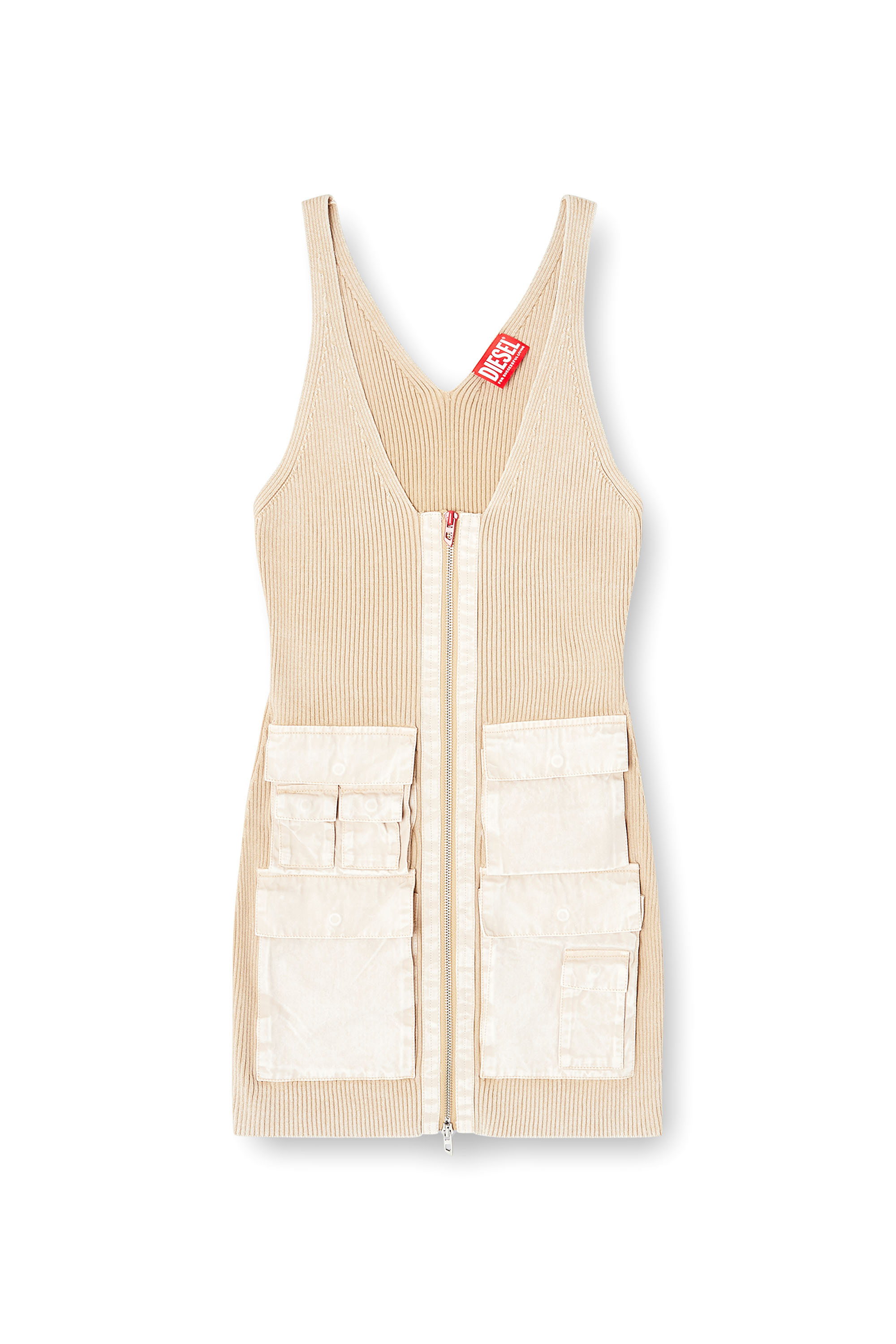 Diesel - M-GABRIELLE, Vestido corto de punto acanalado con bolsillos cargo Mujer in ToBeDefined - 1