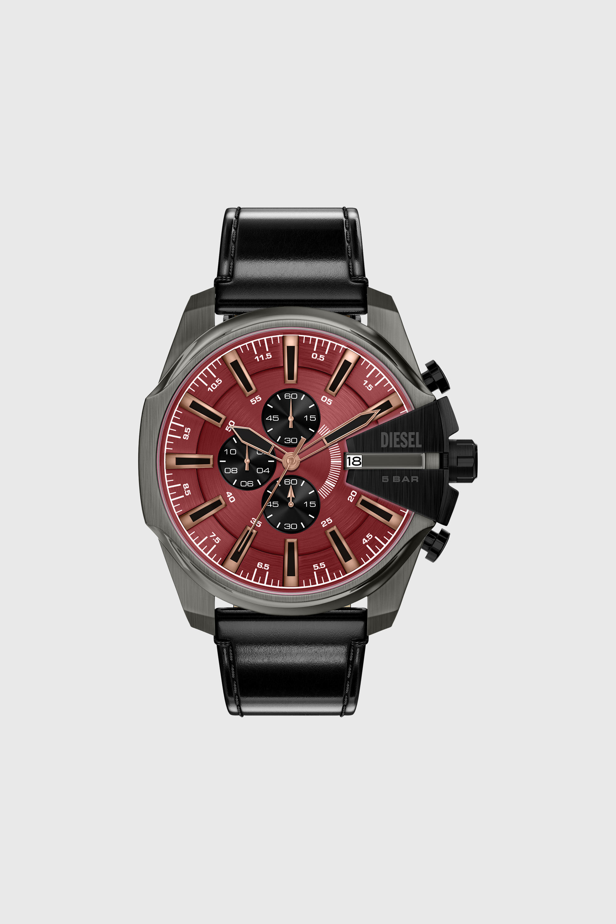 Diesel - DZ4714 WATCH, Reloj Mega Chief Slim con correa de cuero negro Hombre in Negro - 1