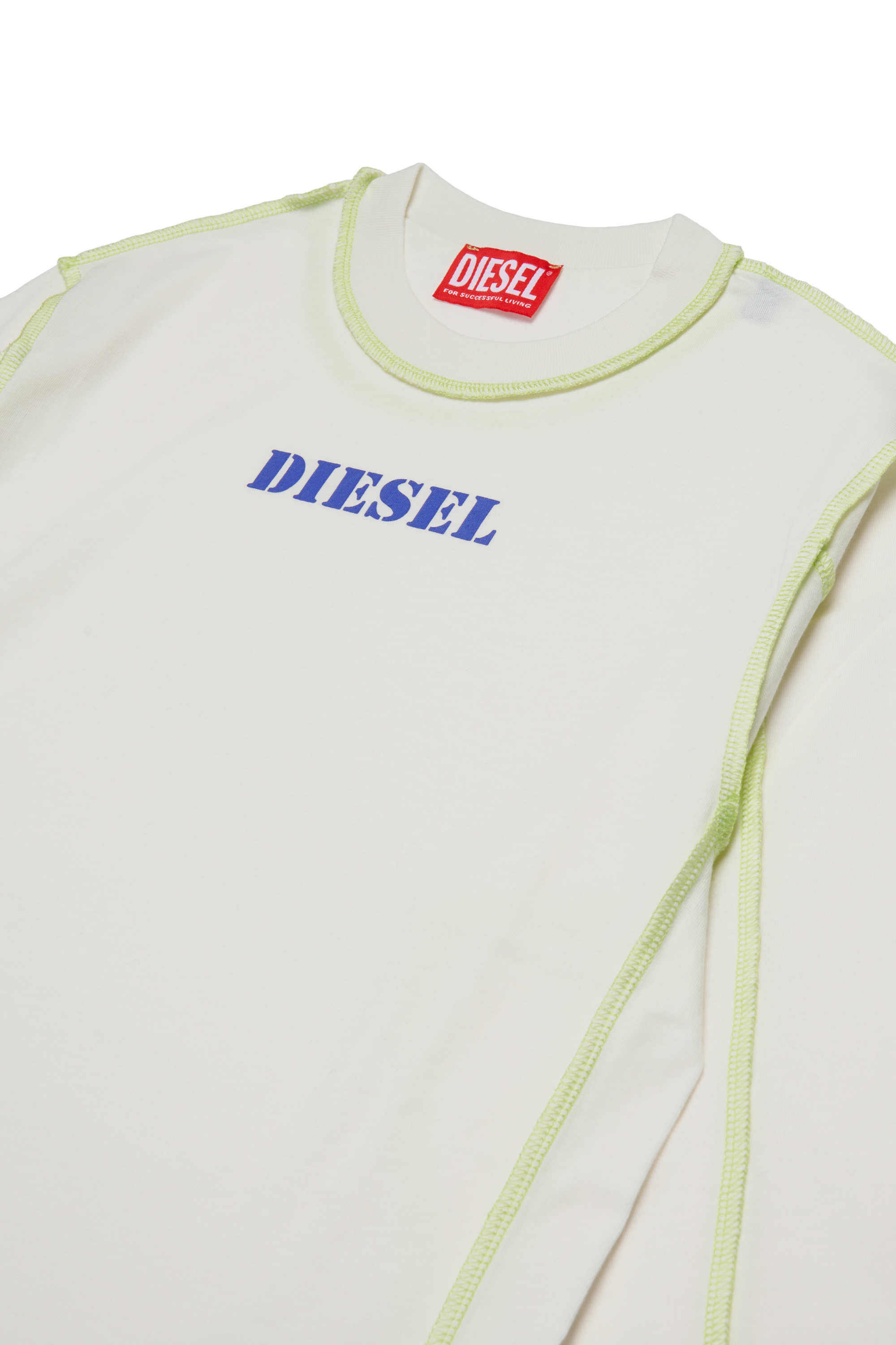 Diesel - TCRAORLS OVER, Camisetas de algodón con costuras en contraste Hombre in Blanco - 3