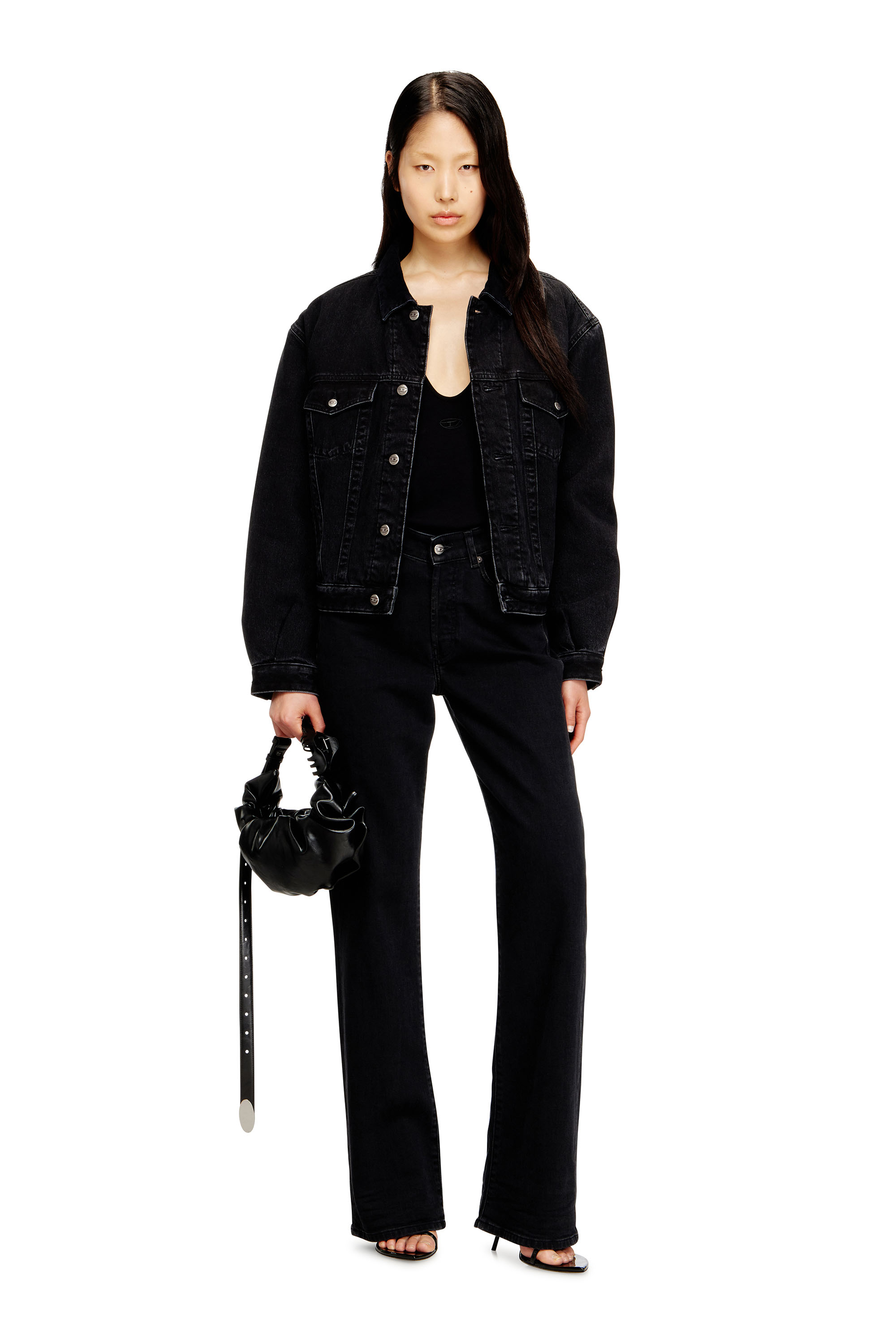 Diesel - D-RANGER-T, Cazadora trucker acolchada en denim Unisex in Negro - 4