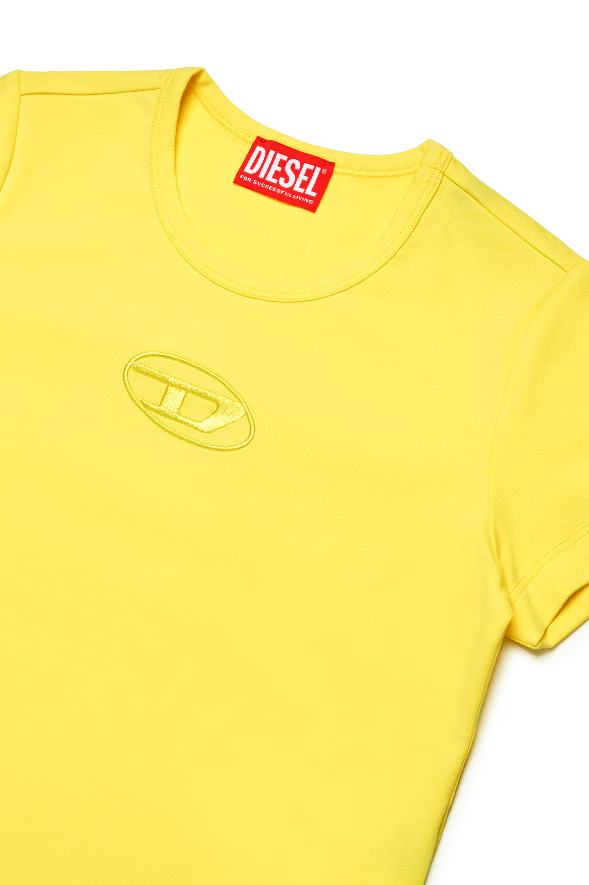 Diesel - TANGIEX, Mujer Camiseta con bordado Oval D a tono in Amarillo - Image 3