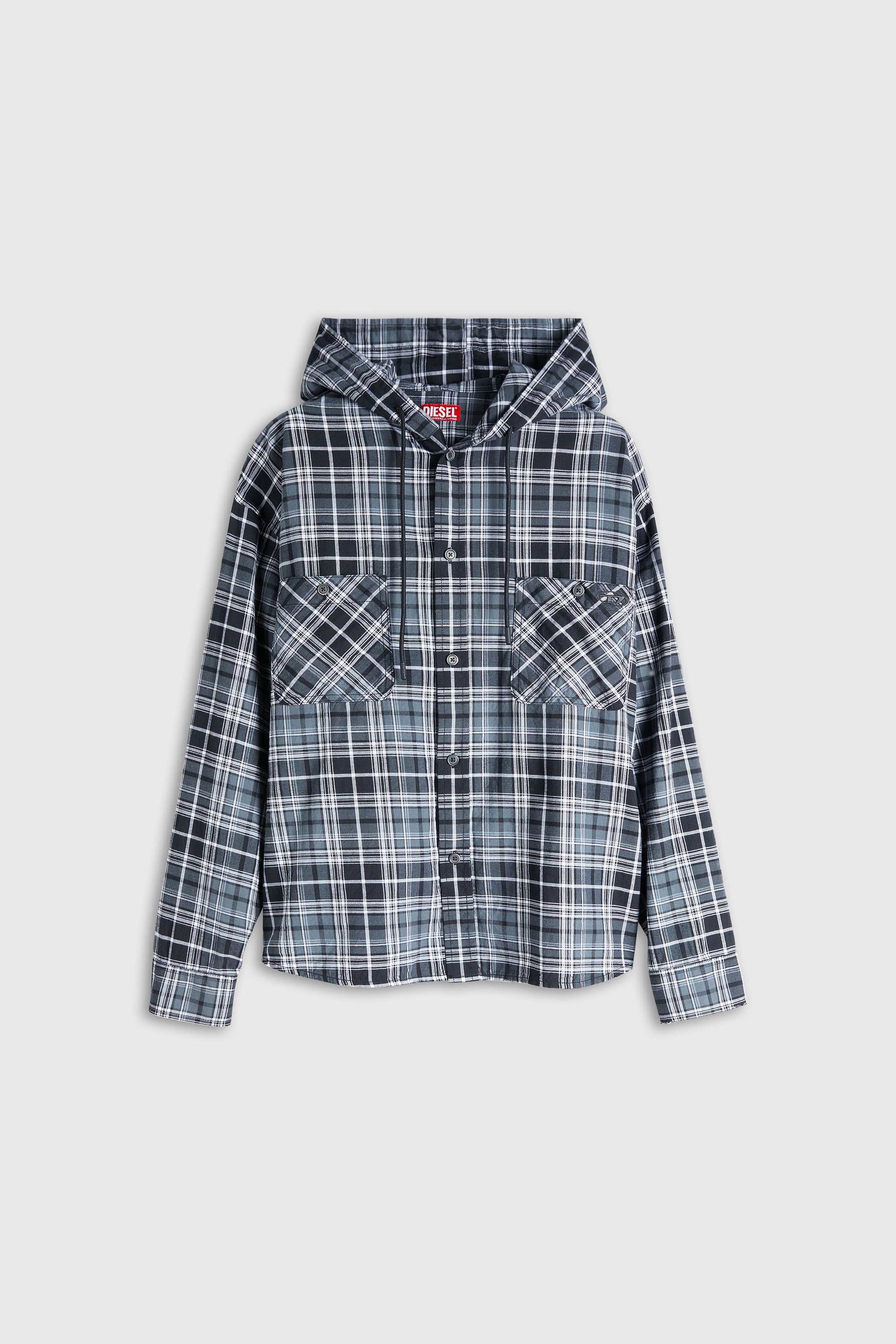 Diesel - S-DRUM-HOODY-DGBT, Camisa con capucha de franela a cuadros Hombre in Multicolor - 2