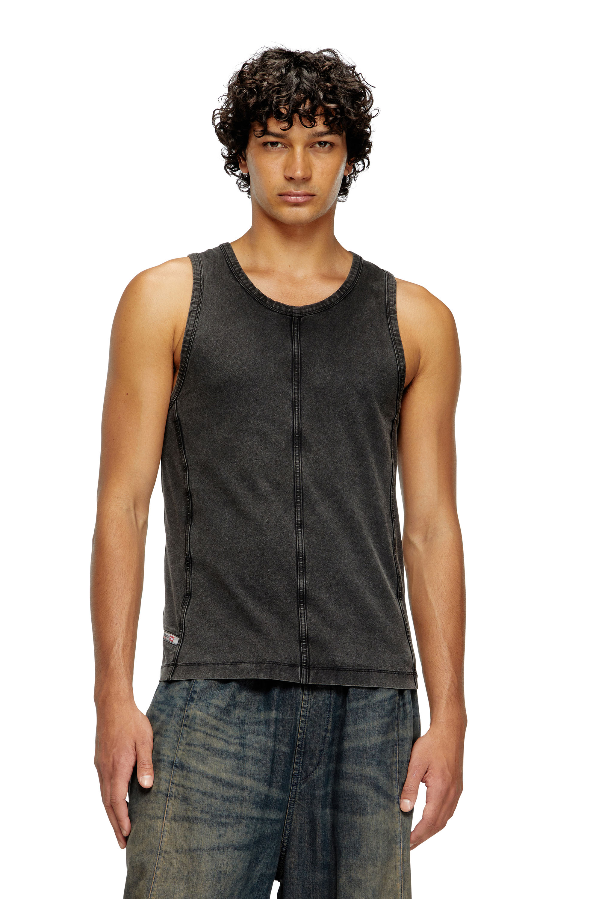 Diesel - T-MELY-SL, Camiseta de tirantes en tejido de punto de aspecto denim Hombre in ToBeDefined - 1