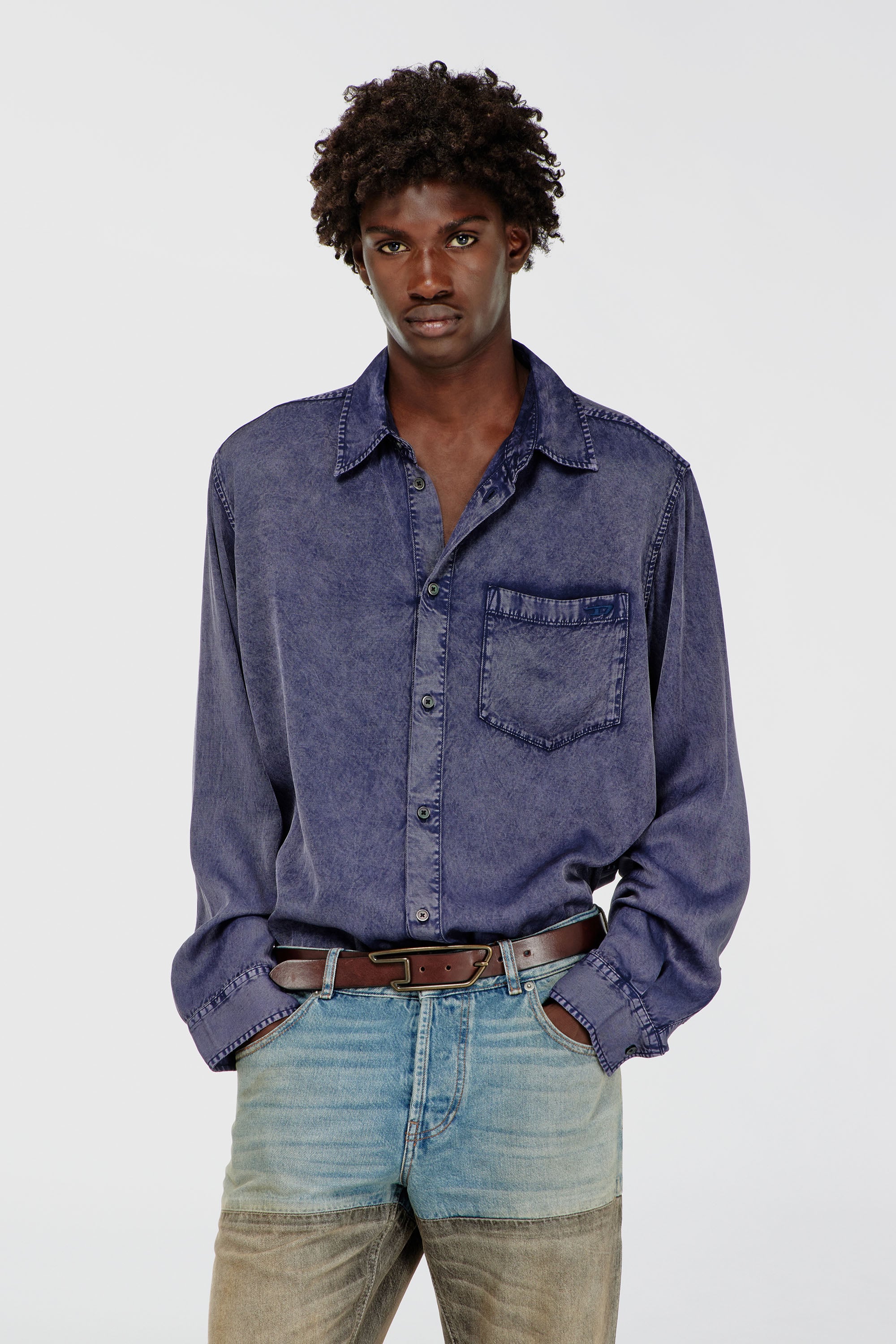 Diesel - S-SIMPLY-NIBC, Camisa fluida de viscosa efecto denim Hombre in ToBeDefined - 1