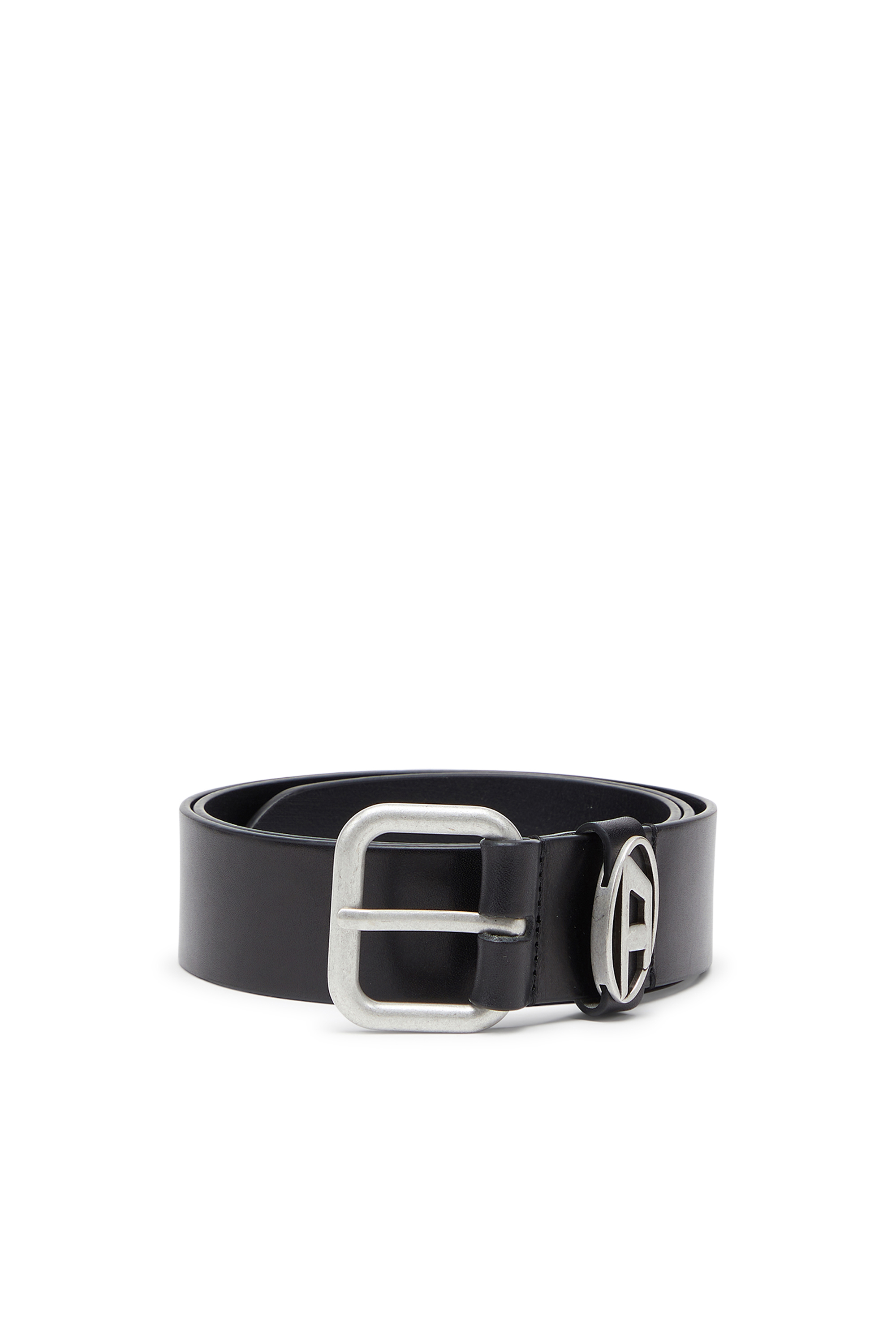 Diesel - B-1DR OVAL D LOOP, 4 cm cintur&oacute;n de piel mate con hebilla met&aacute;lica Unisex in Negro - 1