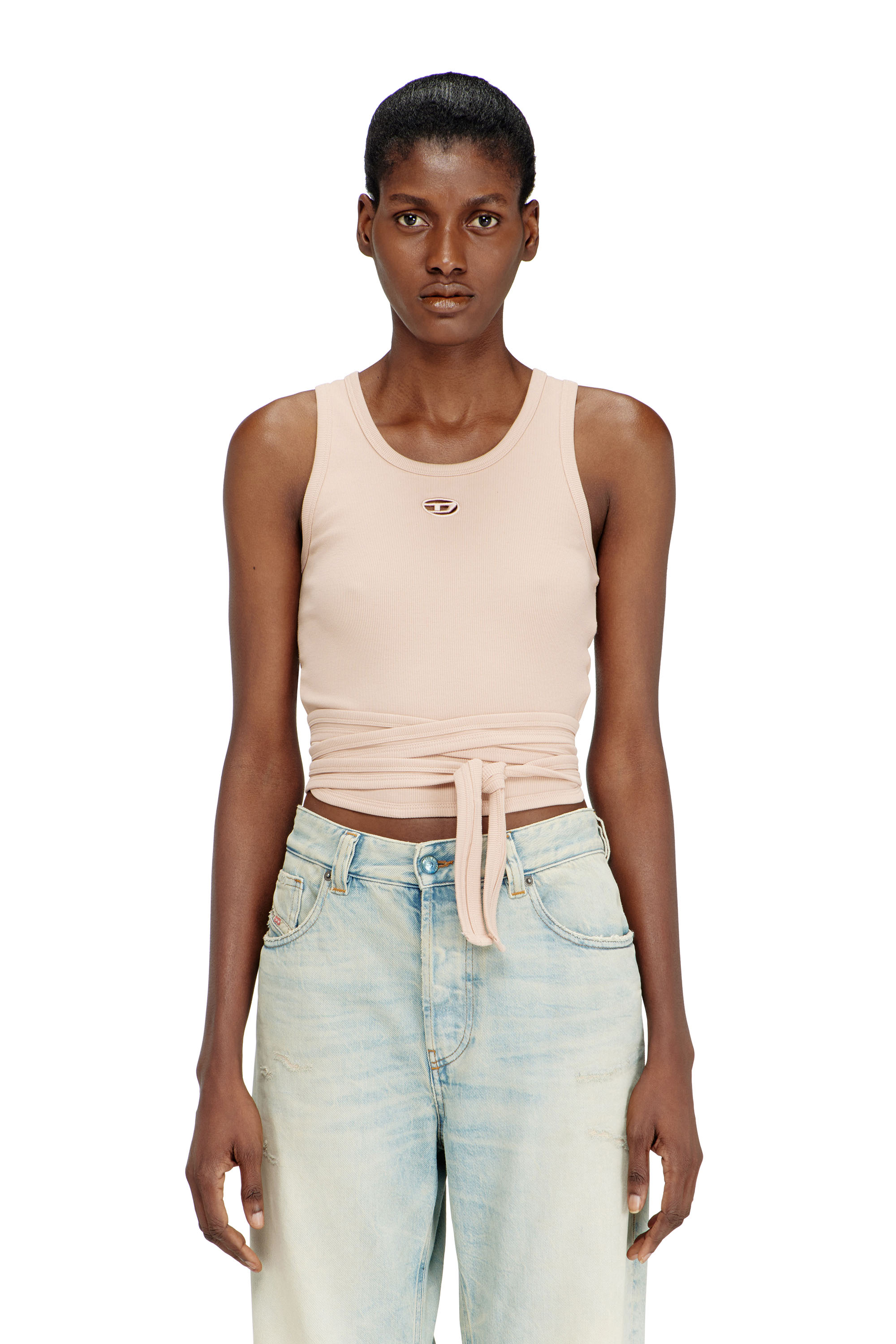 Diesel - T-ANKY-TAIL-S1, Crop top con dise&ntilde;o envolvente Mujer in Rosa - 1