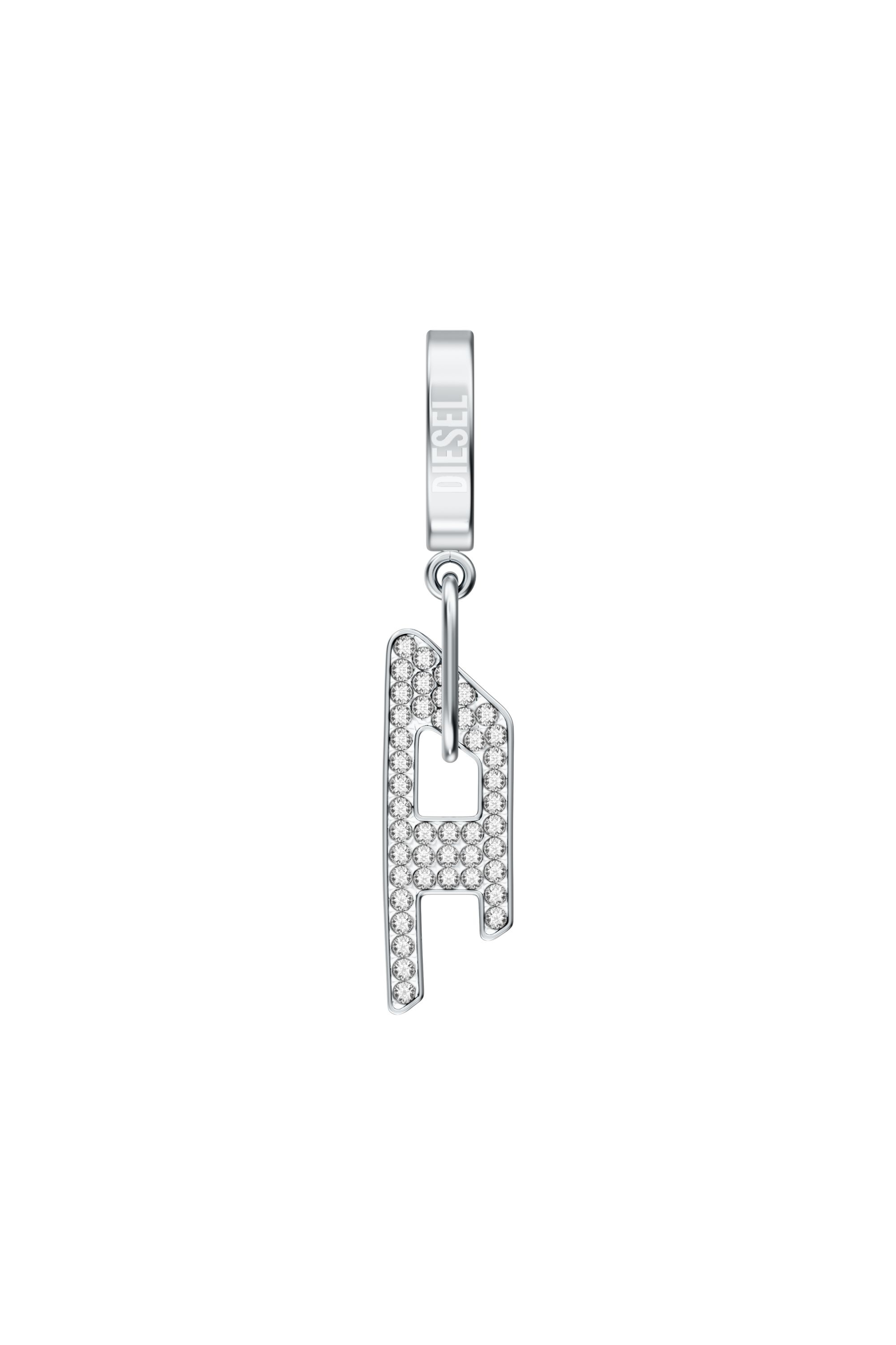 Diesel - DX1706040 JEWELLERY, Pendiente tipo drop de acero inoxidable con glitz D Unisex in Plateado - 2