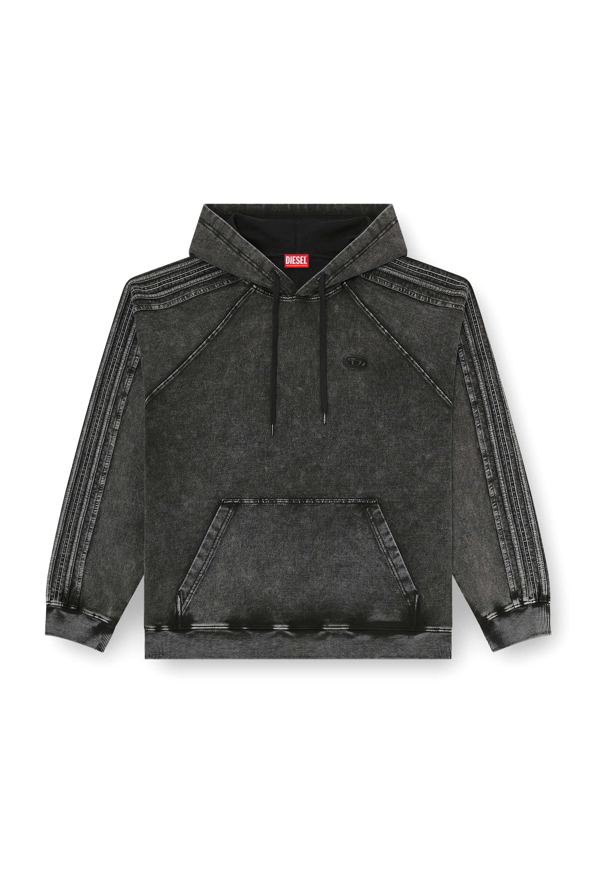 Diesel - S-ALTBOXT-HOOD, Sudadera con capucha de algod&oacute;n lavado con bordado de Oval D Hombre in Negro - 2