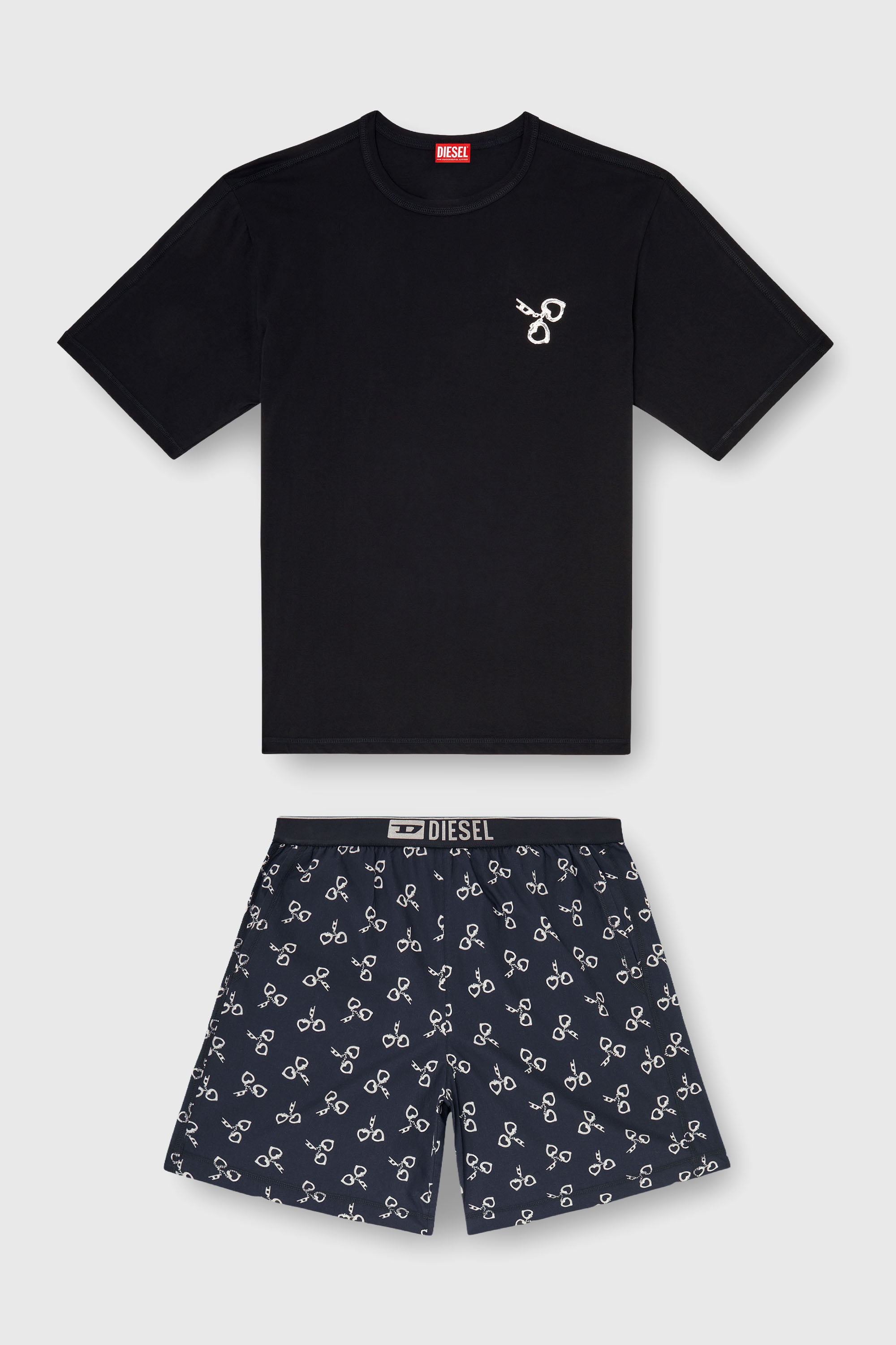 Diesel - KIT-JAMES-D-BOX, Pijama de algod&oacute;n con estampado de esposas Hombre in Negro - 2