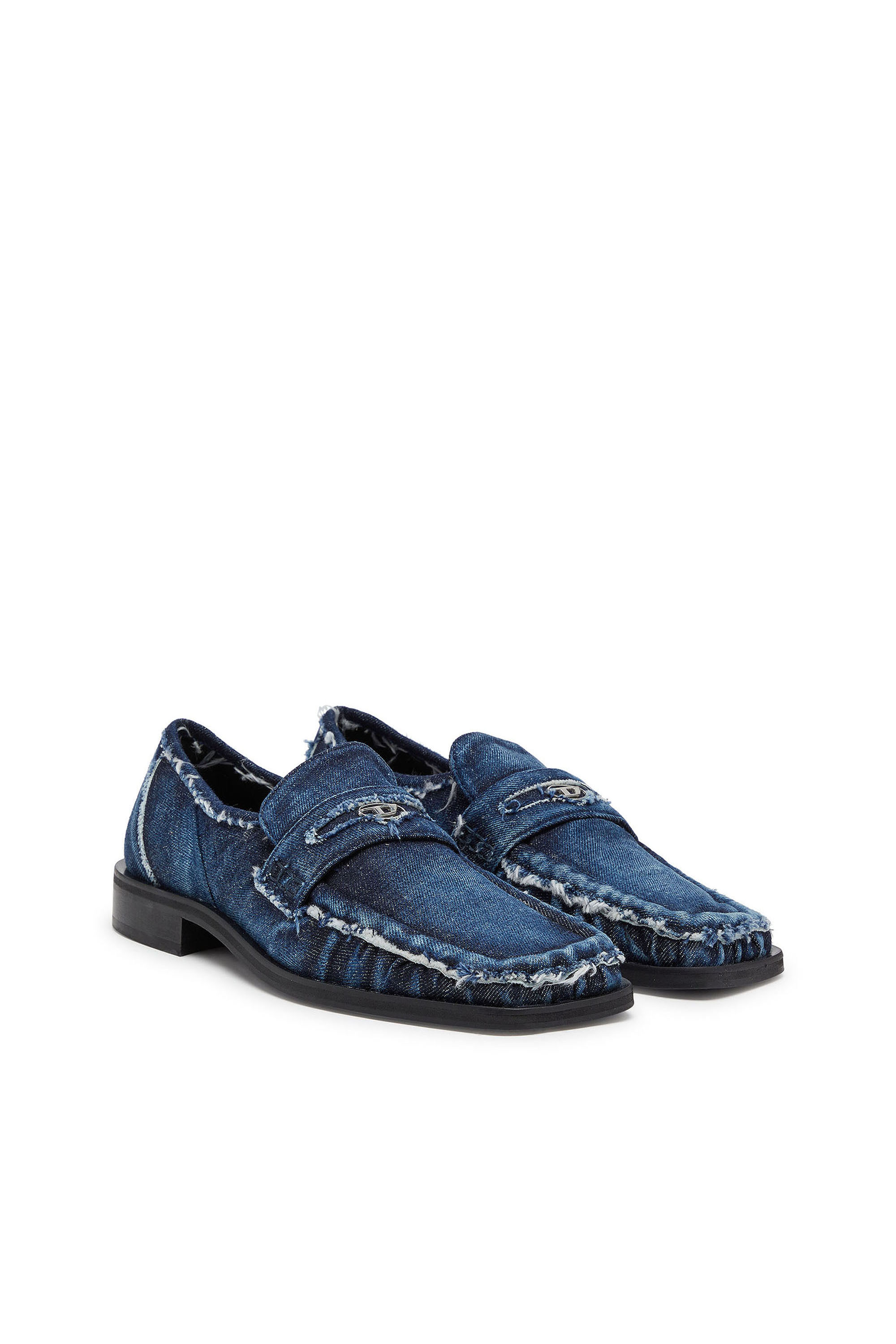 Diesel - D-AMBER LOAFER, D-Amber - Mocasines tipo penny en denim desflecado Hombre in Azul marino - 2